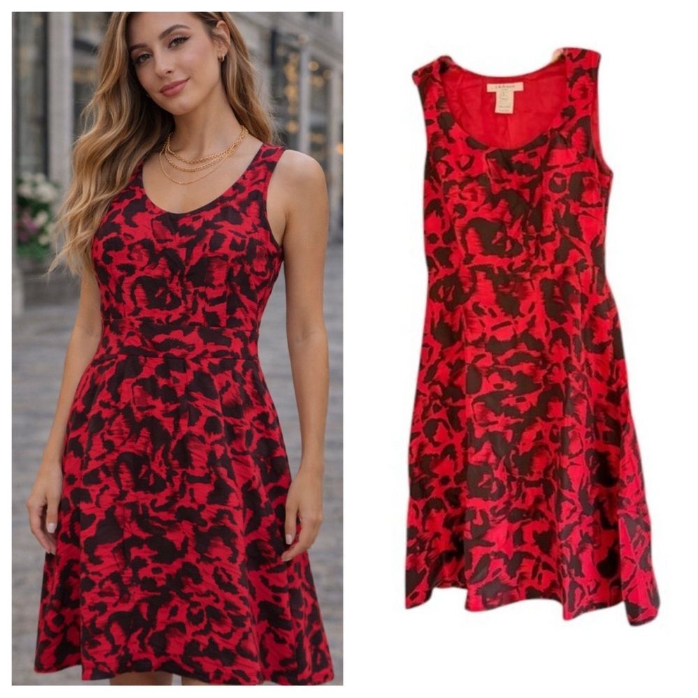 L.K. Bennett Red and Black Dress Size 6 - 41483 - Picture 2 of 11